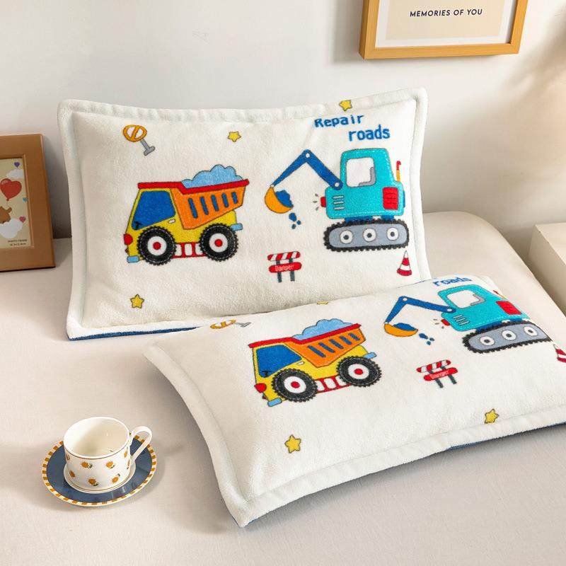 儿童双面绒枕套30x50幼儿园珊瑚绒冬季加绒枕头套学生宝宝40x60cm