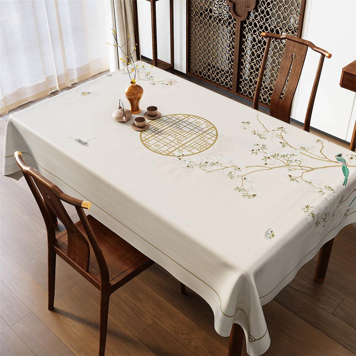 桌布2024新款茶几客厅餐桌新中式复古桌面保护台布长方形防烫防水