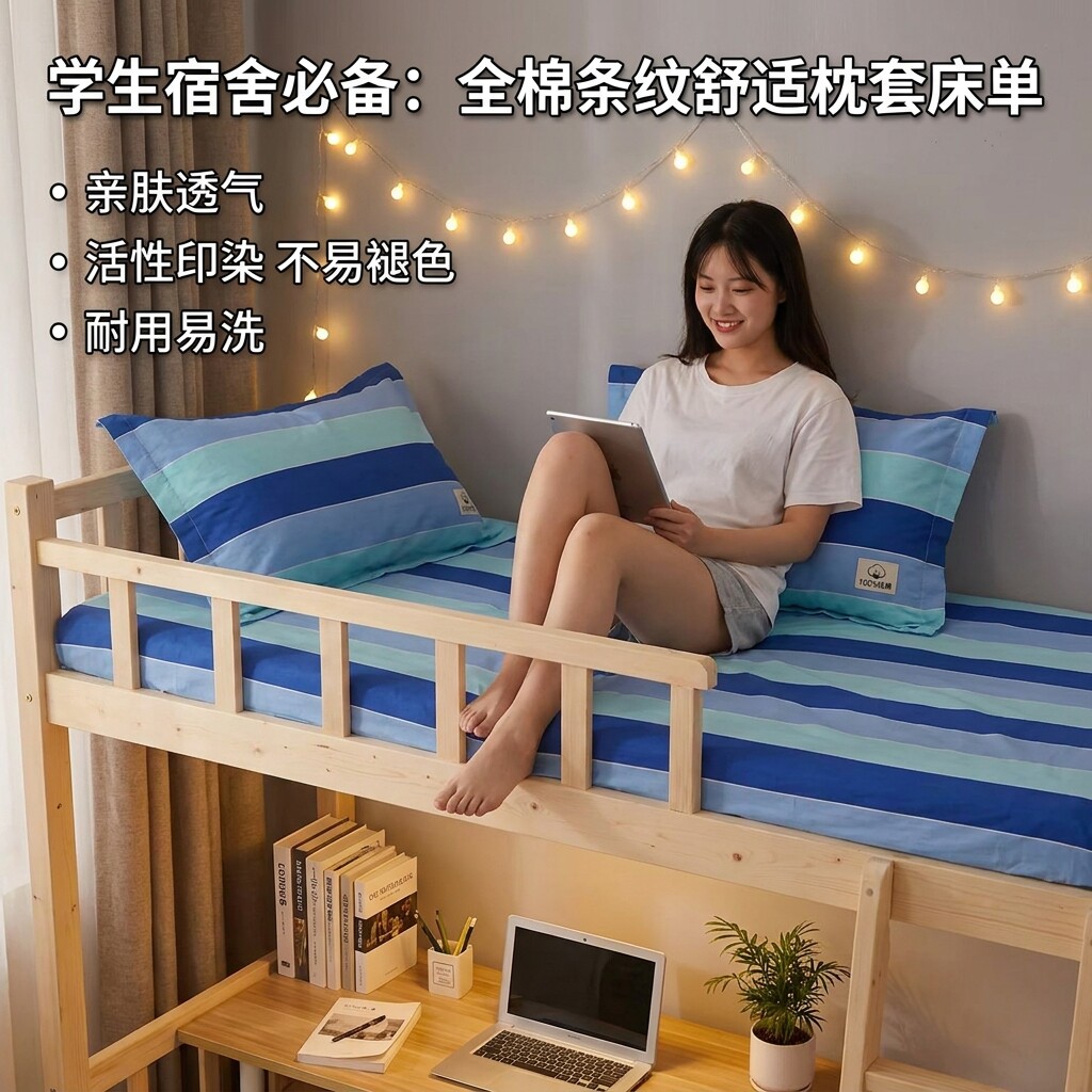 学生宿舍专用枕套棉蓝色40x60枕芯内胆套一只装枕头套单个大号