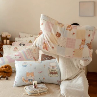 秋冬加厚保暖牛奶绒枕套可爱卡通单人成人枕芯枕头套单件床上用品