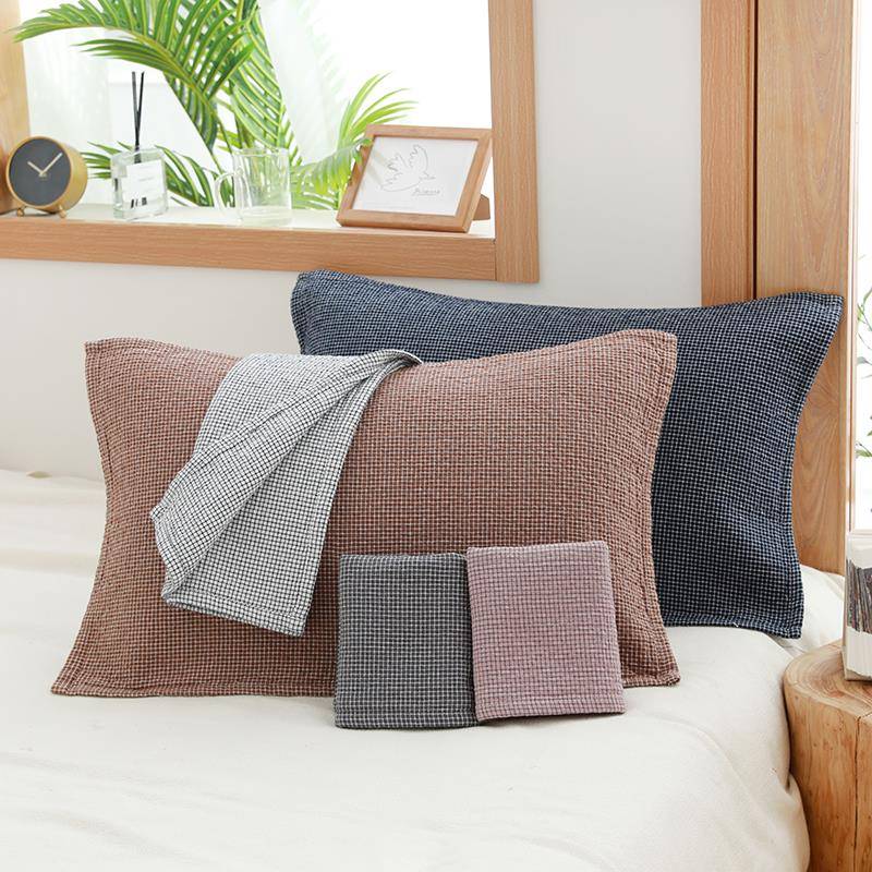 日式纯棉枕巾成人单人枕头巾纱布防滑不掉毛家用柔软棉布四季通用