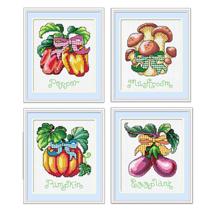 ks十字绣2026年新款小件菜椒蘑菇南瓜茄子蔬菜自己绣手工DIY初学