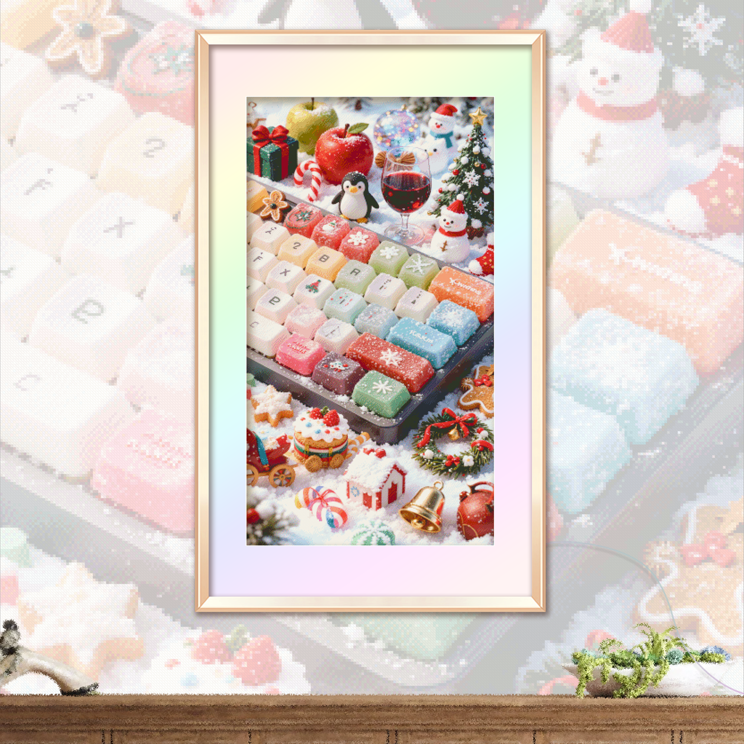 ks十字绣甜蜜分享客厅挂画自己绣手工套件棉线新款好绣键盘圣诞