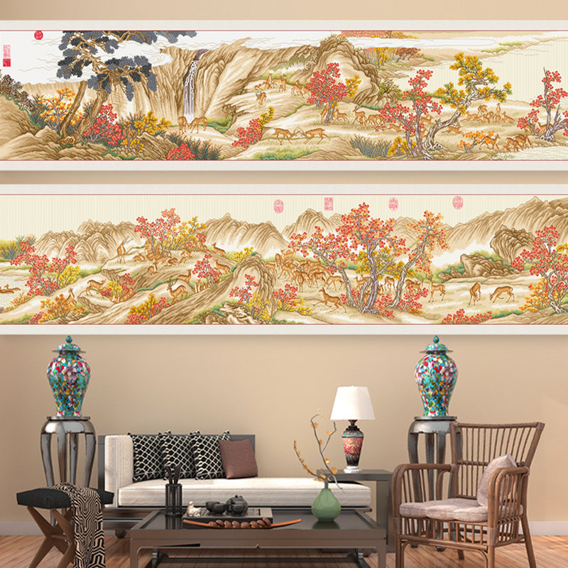 ks十字绣2026新款客厅卧室大幅古典名画自己绣手工绣线绣百鹿图