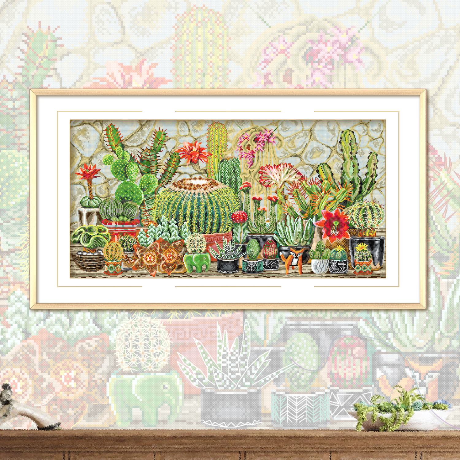 ks十字绣仙人掌荟萃自己绣手工棉线DIY治愈系套件植物花卉,居家布艺,十字绣套件,淘宝优惠券,粉丝福利购,淘宝优惠卷