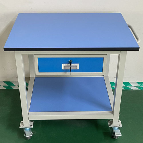 防静电工作台 带轮子可移动双层带抽屉维修操作台检验蓝色工具桌