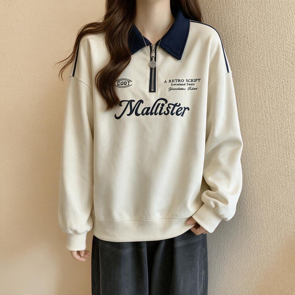 卫衣女春秋季2026新款初中生少女大童翻领拉链学院风刺绣长袖上衣
