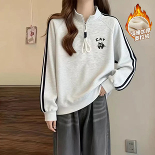 女大童卫衣秋冬加绒加厚一体绒初中学生12-15岁保暖半高领打底衫