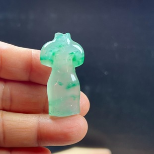 天然玉石精品珠宝高冰飘翠绿色非洲翠玉旗袍吊坠旗开得胜毛衣链