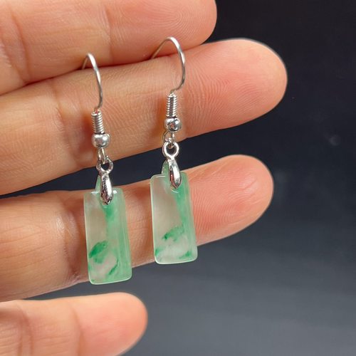 纯天然真玉耳环高冰飘翠绿色非洲翠玉玉石耳坠玉石耳环正品送礼