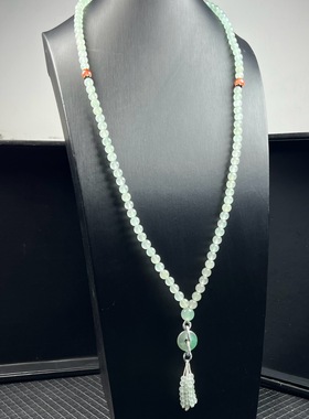 纯天然玉石高冰飘翠绿色非洲翠玉108颗佛珠7mm项链毛衣链证书