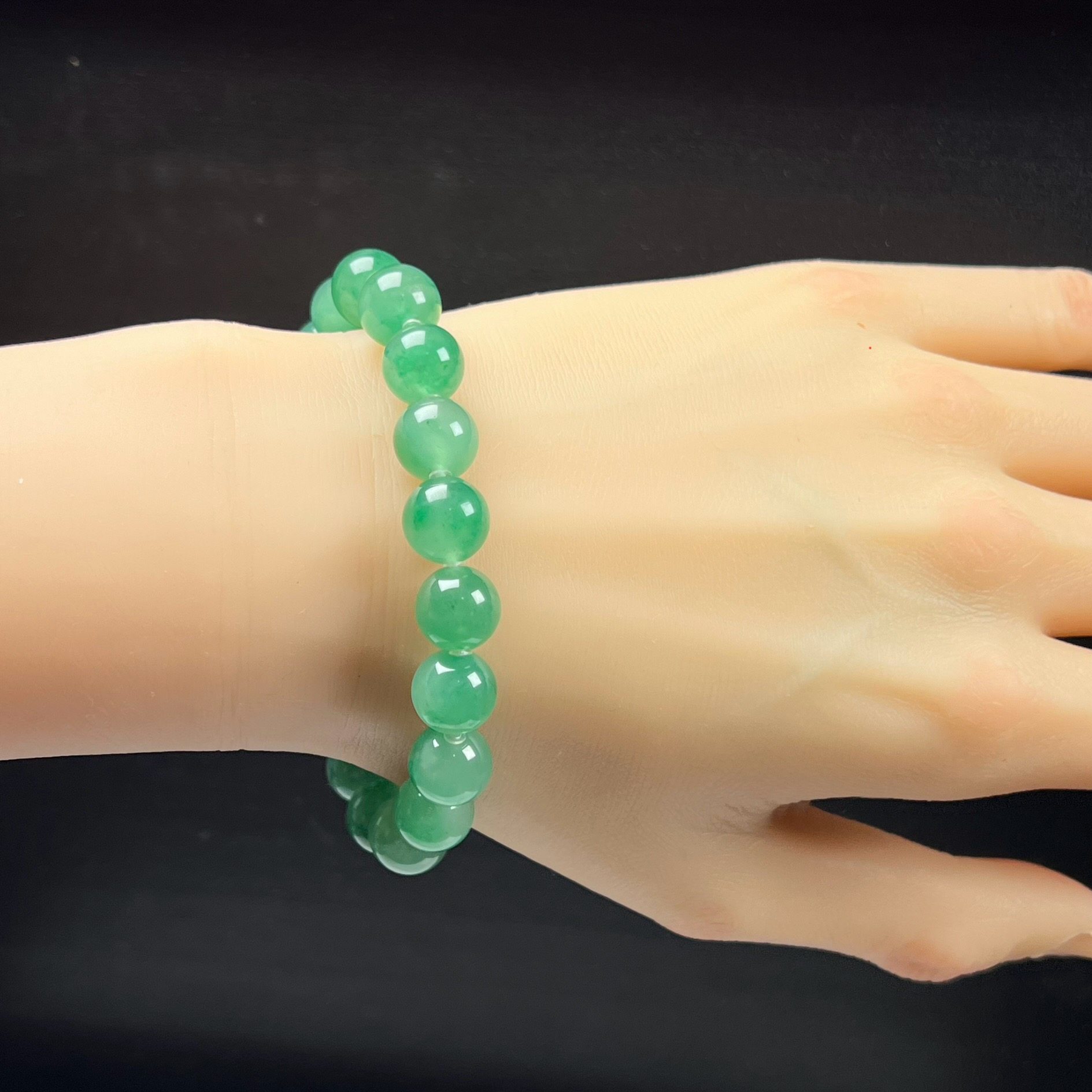 天然玉石精品高冰飘翠绿色非洲翠玉佛珠10mm玉石手串手链正品送礼