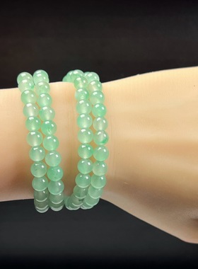 纯天然玉石高冰飘翠绿色非洲翠玉108颗佛珠7mm手串手链项链毛衣链