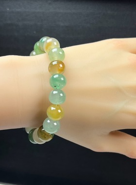 天然玉石精品珠宝冰飘翠绿色非洲翠玉苹果珠12mm手串多宝手链送礼