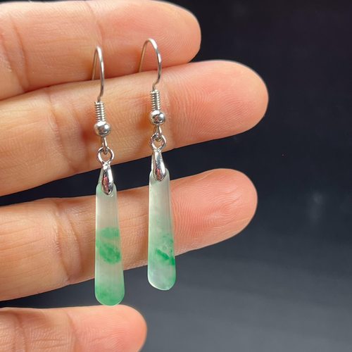 纯天然真玉耳环高冰飘翠绿色非洲翠玉玉石耳坠玉石耳环正品送礼