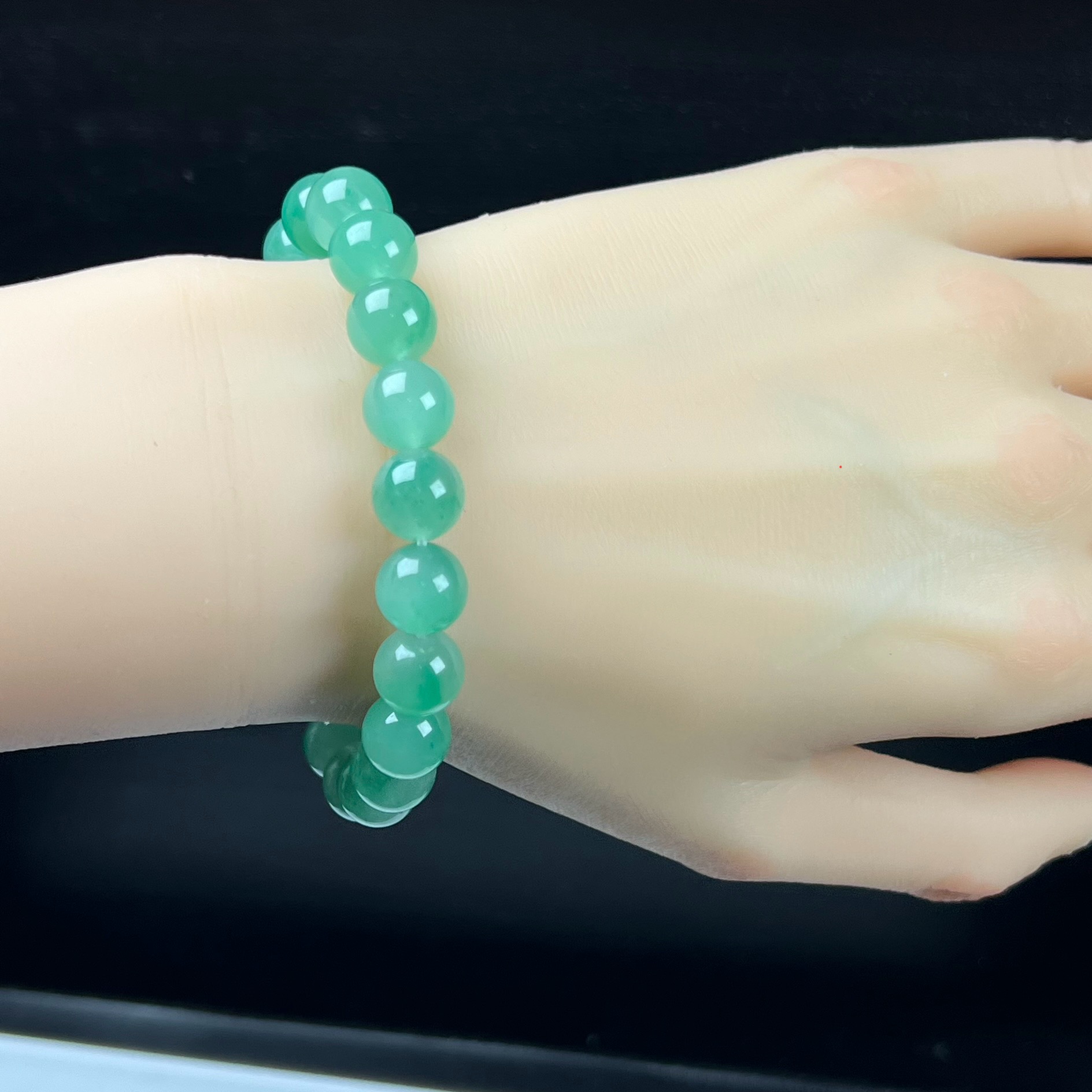 天然玉石精品珠宝高冰飘翠绿色非洲翠玉佛珠10mm玉石手串手链正品