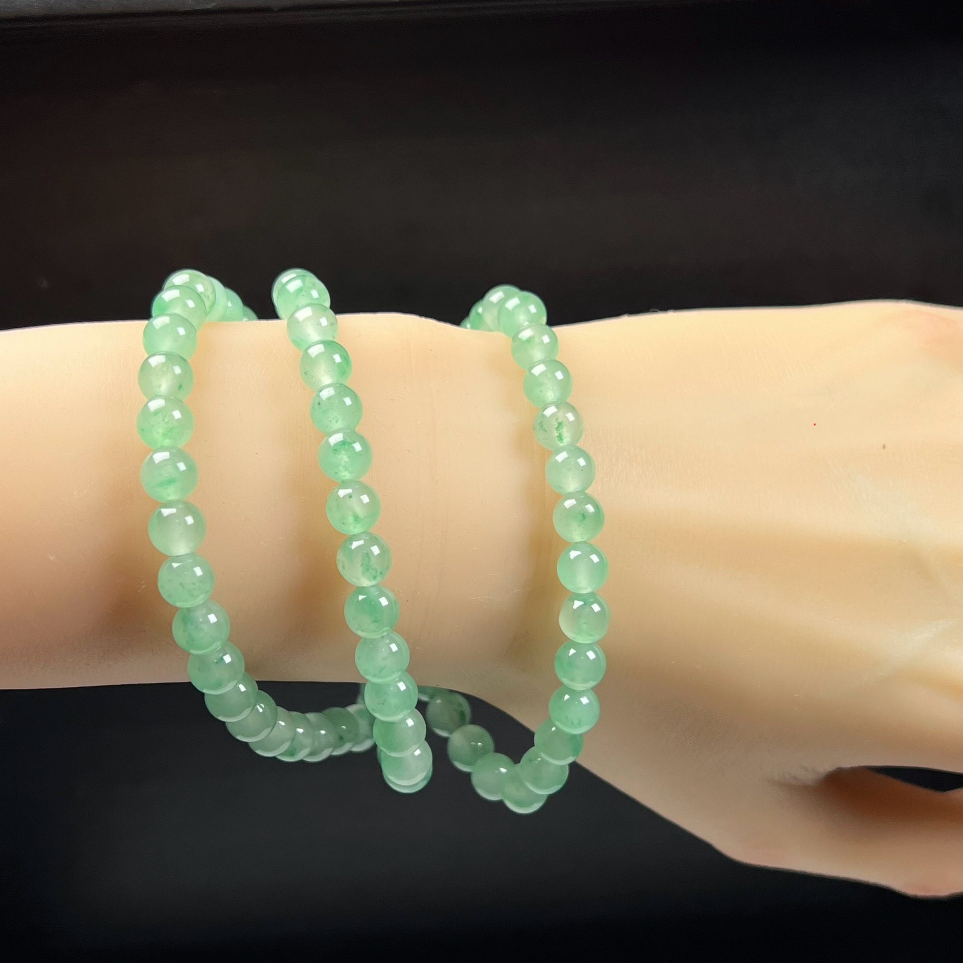 纯天然玉石高冰飘翠绿色非洲翠玉佛珠7mm手串手链项链毛衣链证书