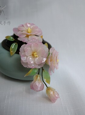 发钗热缩片古风桔梗花头饰