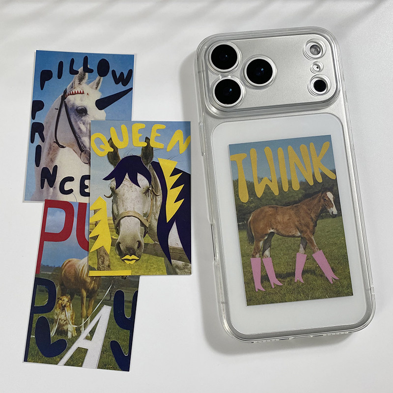 马年创意ins风小众放夹手机壳后面的装饰小卡片diy手机壳适用于苹果17promax防摔15透明14个性iPhone16软壳,3C数码配件,手机保护套/壳,淘宝优惠券,粉丝福利购,淘宝优惠卷