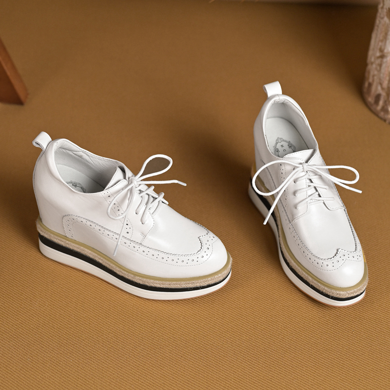 休闲内增高圆头单鞋系带透气舒适