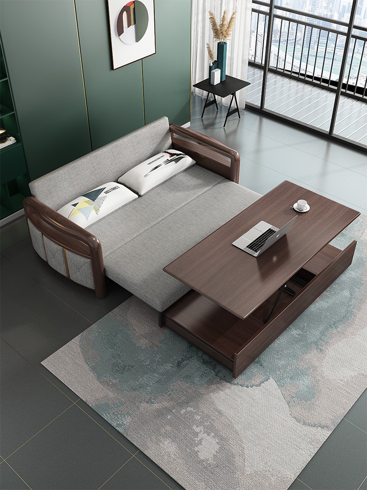 电动沙发床可折叠多功能两用单人双人客厅小户型款实木伸缩1009c