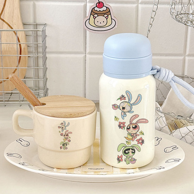 萌趣预警！飞天小女警兔耳萌队 316 保温杯高颜值大容量学生水杯