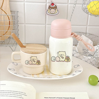 通勤揣兜里！萌宠野餐便携杯！316 保温杯便携防漏女高颜值保温杯