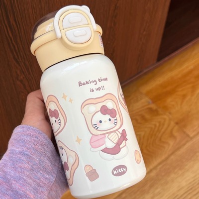 凯蒂猫保温杯水杯高颜值吸管不锈钢可爱女学生小众卡通hollokitty