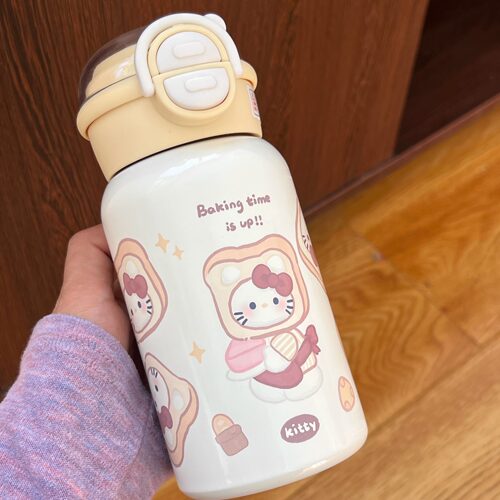 凯蒂猫保温杯水杯高颜值吸管不锈钢可爱女学生小众卡通hollokitty