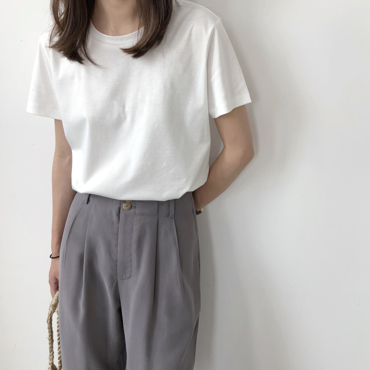 韩版白色短袖t恤女上衣纯棉ins