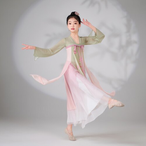 新款儿童古典舞演出服中国舞服民族飘逸纱衣女童神韵舞蹈练功服