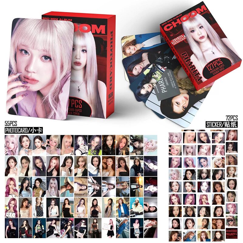 127张宝怪BABYMONSTER CHOOM PHARITA自印3寸双面小卡贴纸高颜卡