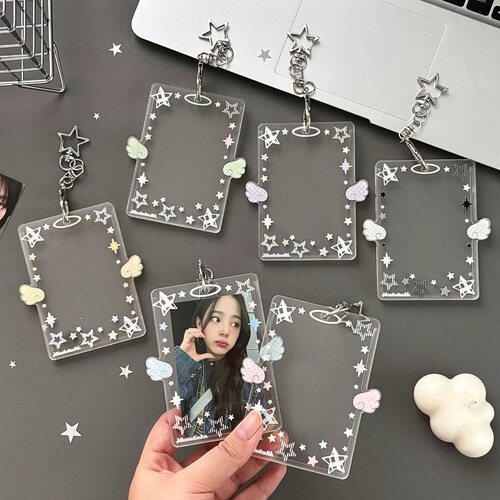 原创彩色天使翅膀小卡卡套亚克力硬卡套天使小卡证件卡卡膜卡套