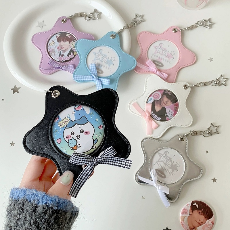 少女镂空徽章展示挂件五角星65mm吧唧收纳卡套追星证件照韩版挂饰