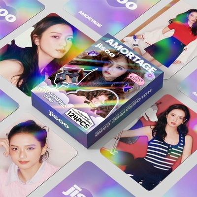 124张镭射3寸小卡粉墨JISOO专辑AMORTAGE闪卡金智秀自印LOMO卡