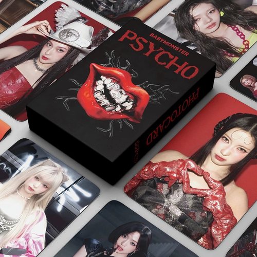 55张BABYMONSTER小卡PSYCHO卡片郑雅譞AHYEON自印双面3寸明信片