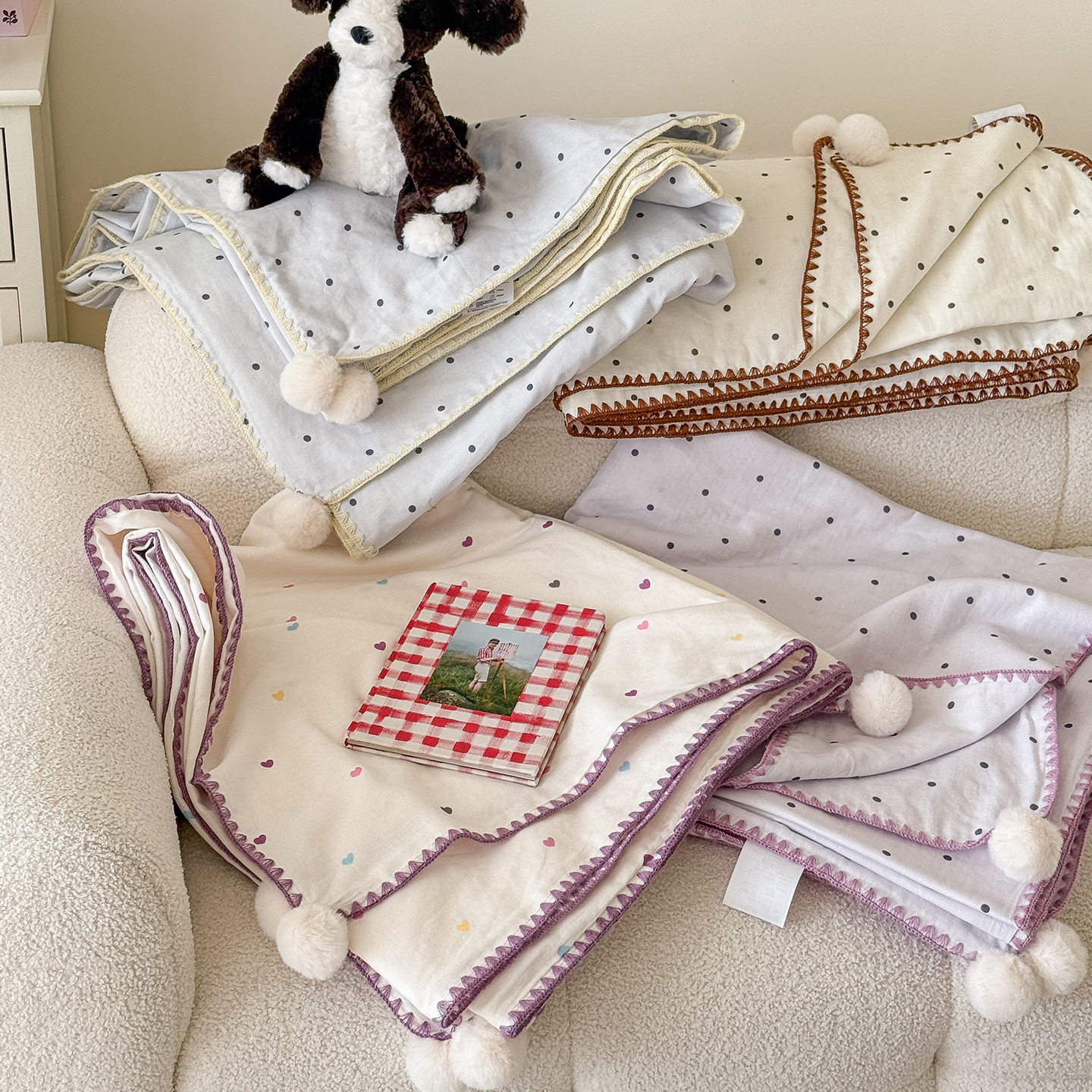 婴儿毯宝宝全棉双层纱布安抚毯薄被子四季通用a类午睡盖毯母婴级