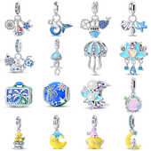 原创蓝色串珠beads珠子DIY潘家手链串饰吊饰项链吊坠夜光精致配饰