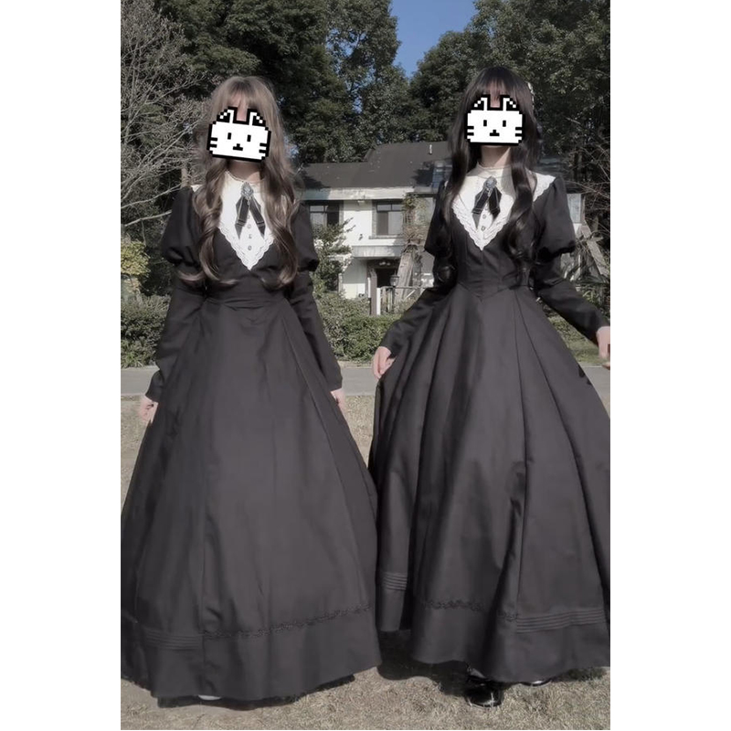 暗黑cla系哥特修女Lolita裙长款收腰连衣裙华丽优雅洛丽塔秋冬