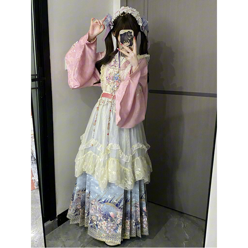 汉洋折衷汉服女琵琶袖马面裙刺绣罩裙洛丽塔lolita裙可爱甜美秋冬