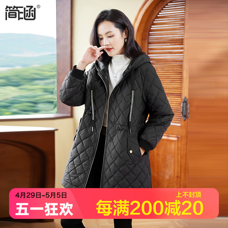 简涵大码女装2023年冬装显瘦棉服时尚棉袄中长款加厚保暖棉衣外套