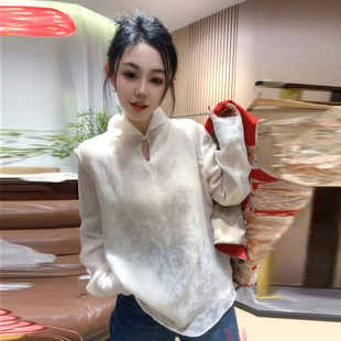 衬衫 高级感轻奢气质减龄长袖 女内搭叠穿2026春季 新款 上衣 装 新中式