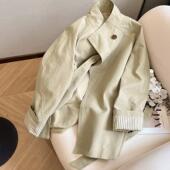 卡其色立领中长款 今年流行休闲宽松上衣潮 风衣外套女2024秋冬新款