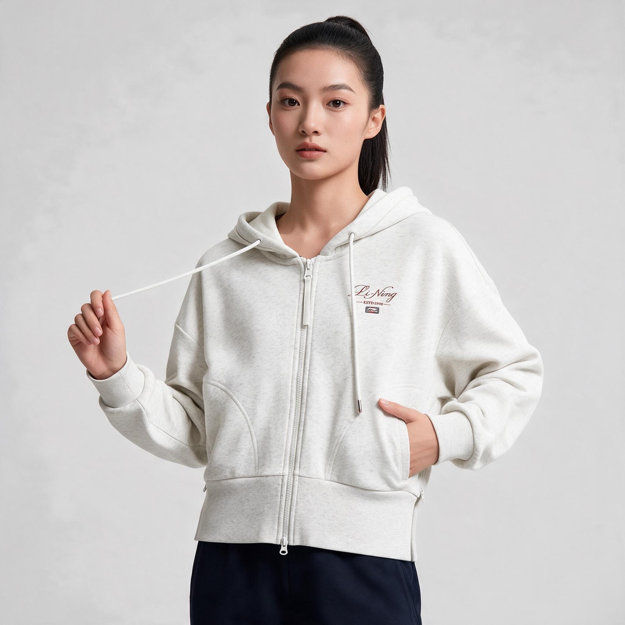 李宁春季连帽拉链卫衣女图片