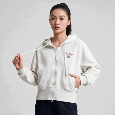 李宁春季连帽拉链卫衣女