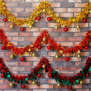 圣诞节藤条装饰挂件拉花彩条幼儿园教室门店前台挂饰门头场景布置