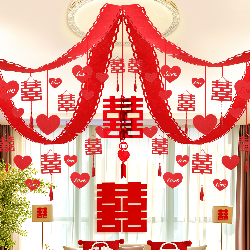 仕彩结婚婚房布置拉花吊顶