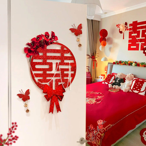 仕彩卧室门装饰结婚蜂窝球氛围