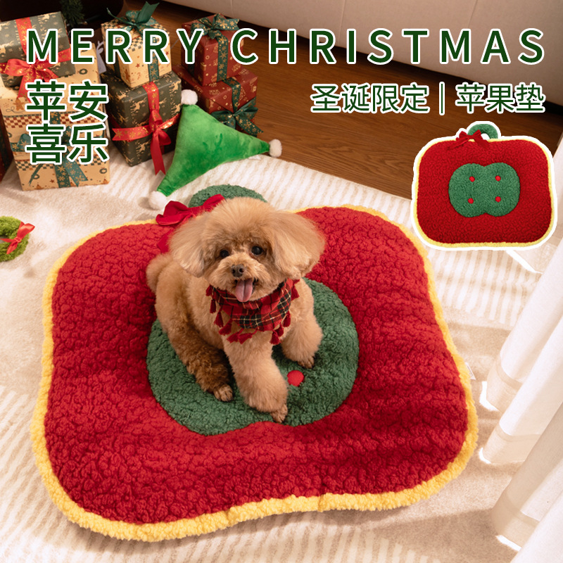 圣诞宠物猫咪狗狗圣诞节垫子宠物垫子加厚保暖狗窝猫窝宠物窝跨境