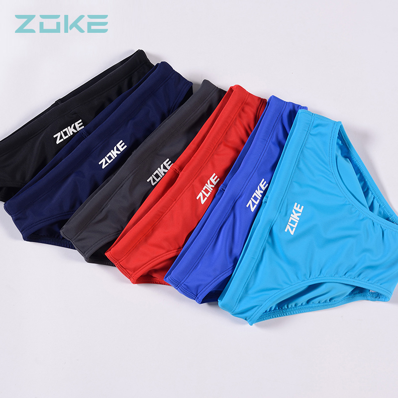 zoke洲克小中大童三角游泳裤抗氯